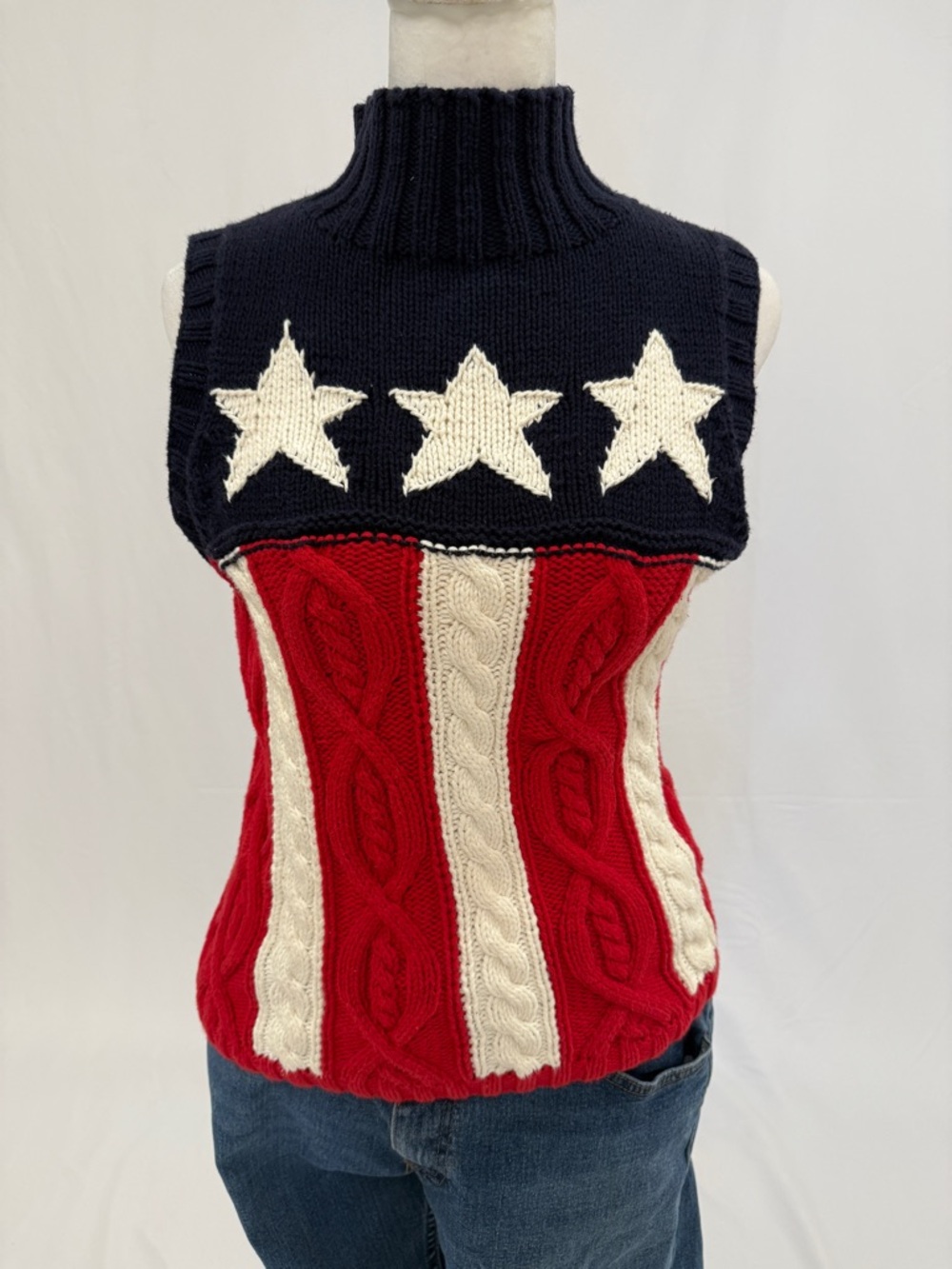 Vintage Tommy Hilfiger American Flag Hand Knit Sweater